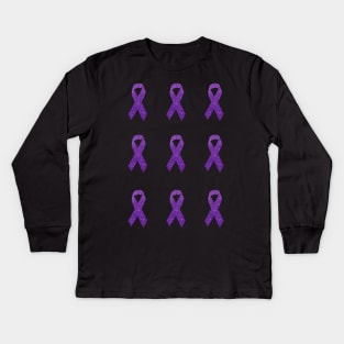 Purple Faux Glitter Awareness Ribbon Pack Kids Long Sleeve T-Shirt